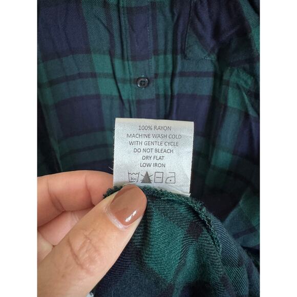 Mud Pie Womens Flannel Dress Blue Green Soft Western Size Medium - Picture 5 of 7
